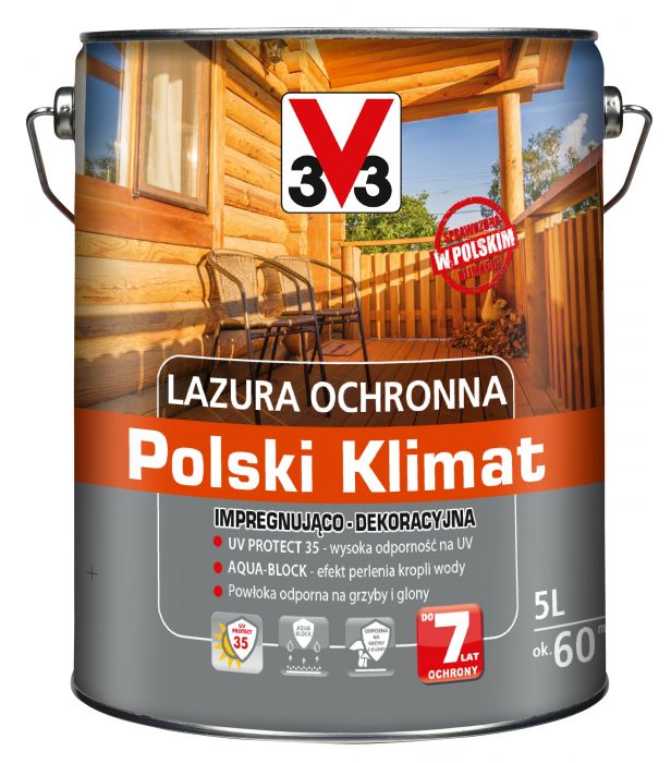 Lazura ochronna Polski Klimat Impregnująco-Dekoracyjna Heban 5 L V33
