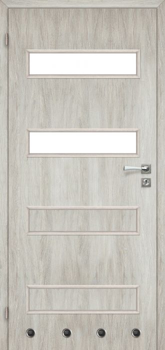 Drzwi wewnętrzne 60 cm lewe 2/4 dąb srebrny lakierowany Milano VOSTER