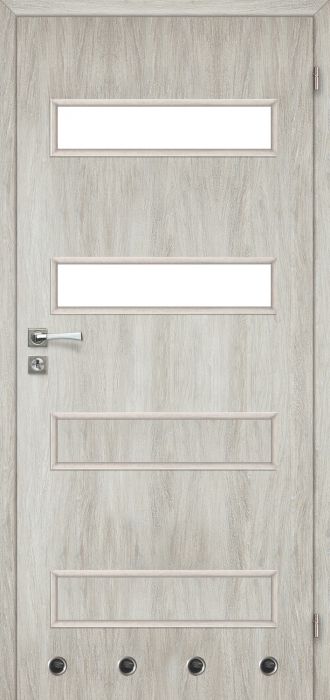 Drzwi wewnętrzne 80 cm prawe 2/4 dąb srebrny lakierowany Milano VOSTER