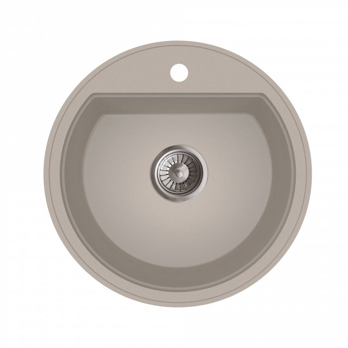 Zlewozmywak granitowy Oval 1-komorowy szary, bez ociekacza, 51x21,5 cm syfon manualny MILÓ
