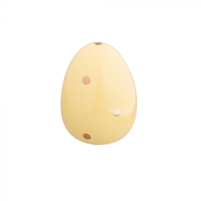 Figurka porcelanowa jajko ze złotymi kropkami 8,5x8,5x10,5 cm żółte ALTOMDESIGN