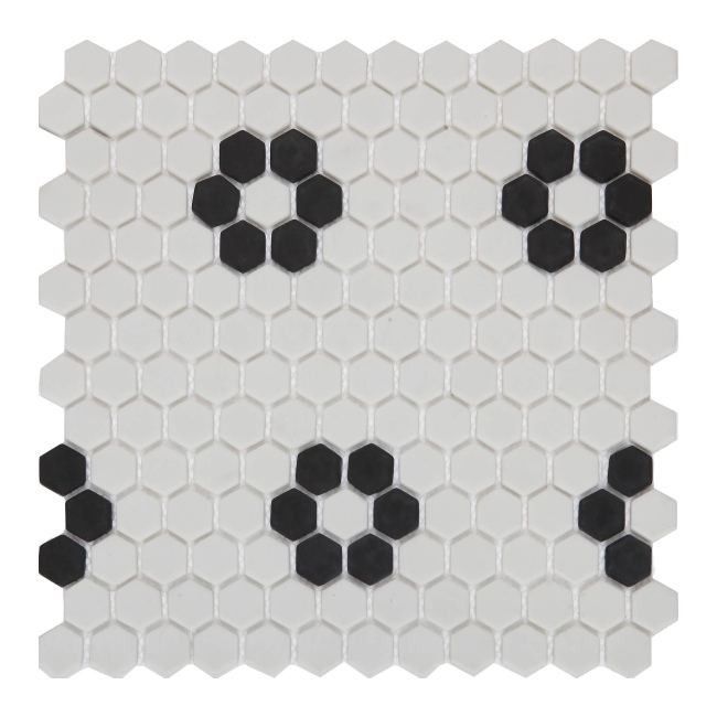 Mozaika Glina GoodHome 30 x 30 cm hexagon white/black