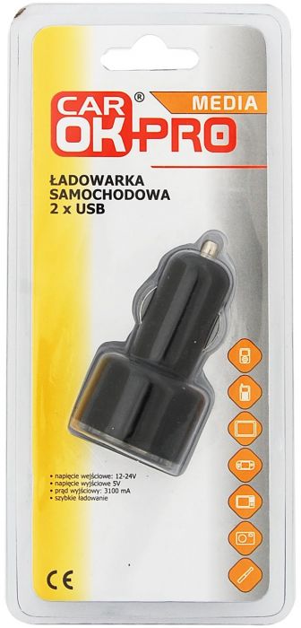 Ładowarka samochodowa 2 xUSB 3,1 A CAR OK