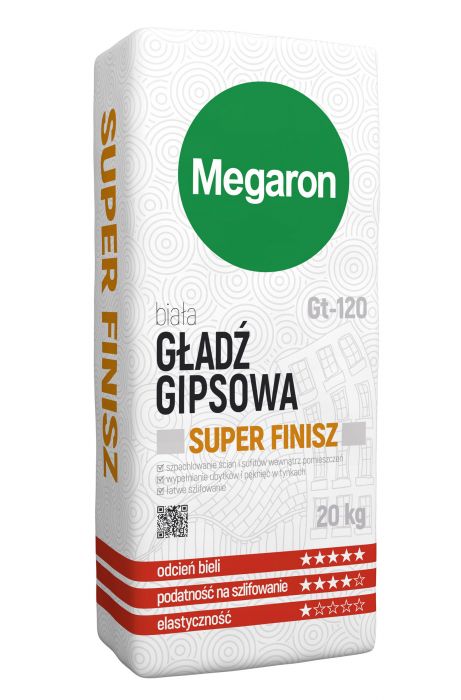 Gładź gipsowa Super Finish Gt-120 - 20 kg biała MEGARON
