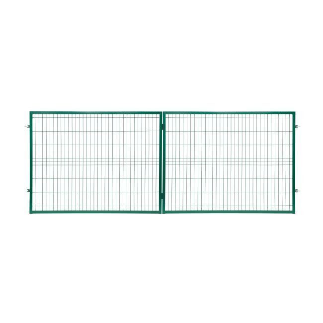 Brama dwuskrzydłowa panelowa Polbram Steel Group 2D 400 x 150 cm oczko 5 x 20 cm ocynk zielony
