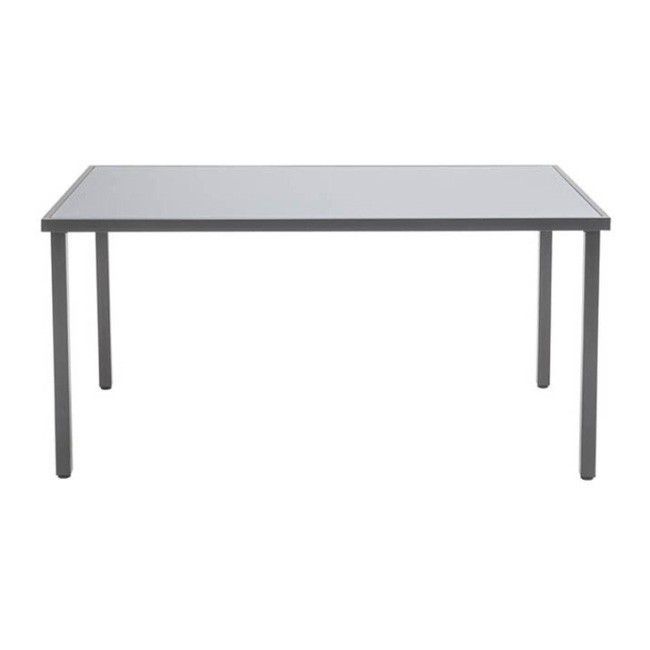 Stół metalowy Dallas 150 x 90 cm ze szklanym blatem szary