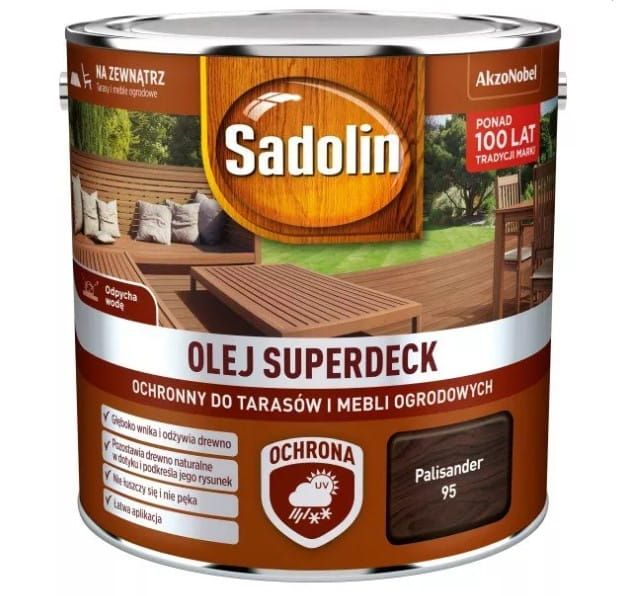 Olej do tarasów i mebli ogrodowych Sadolin Superdeck palisander 2,5 l