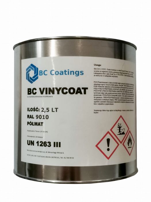 Farba antykorozyjna BC Vinycoat czarna półmat RAL 9005 2,5 L