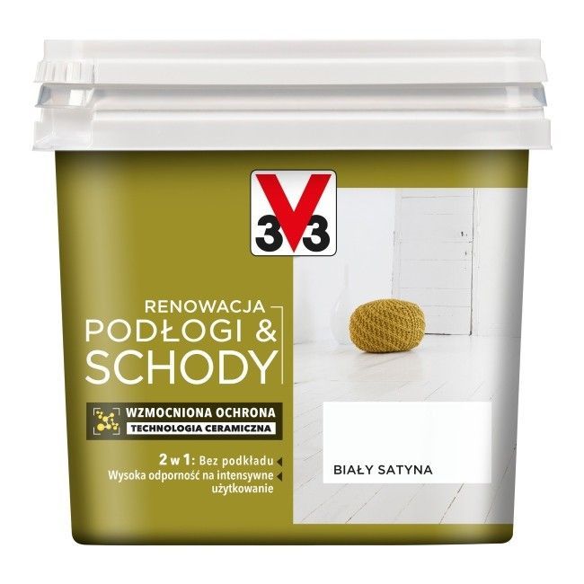 Farba renowacyjna V33 Podłogi & Schody biały satyna 0,75 l