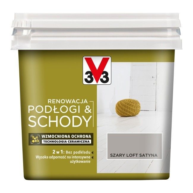 Farba renowacyjna V33 Podłogi & Schody szary loft satyna 0,75 l