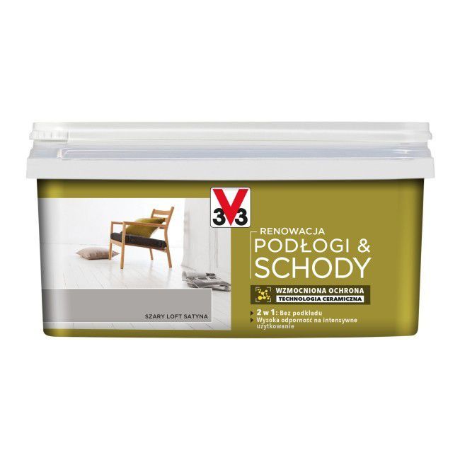 Farba renowacyjna V33 Podłogi & Schody szary loft satyna 2 l