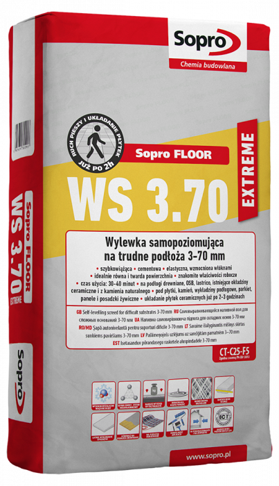 Sopro FLOOR WS 3.70 Extreme 25kg - Wylewka samopoziomująca na trudne podłoża 3-70 mm
