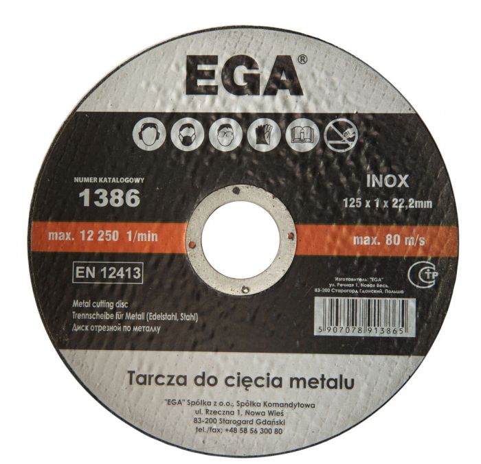 Tarcza do cięcia metalu INOX 125 x 1,0 EGA 1386 Faster Tools