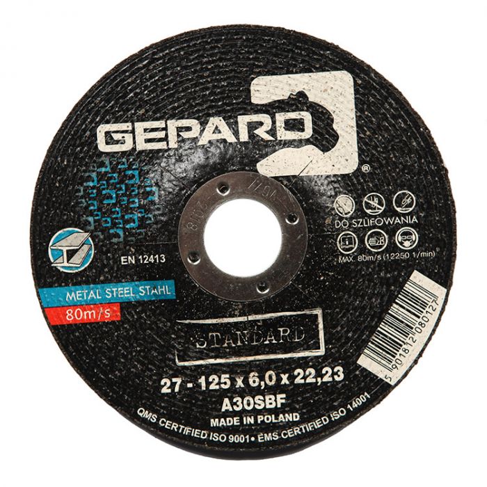 Tarcza do szlifowania stali 125/6,0mm Gepard Standard G12560ST